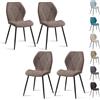 GrandCA HOME Set di 4 Sedie da Pranzo, Sedie da Pranzo Imbottite, Sedie da Cucina Nordiche con Gambe in Metallo, Cuscini in Tessuto a Rombi, Marrone-R