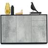 Vladon Madia Ben V3, mobile con 3 ante e 2 cassetti, nero opaco/ossido di grigio (117 x 74 x 36 cm)