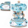 ARTE DEGLI ARGENTI Carillon Meccanico H.16 GIOSTRA Cavalli ROTANTI Celeste per Bimbo Bambino con LASTRA Argento 925% INCIDIBILE 1963/C