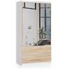 BDW Armadio 2 ante 2 cassetti 2 specchi per la camera da letto soggiorno corridoio 180x90x51 (bianco - rovere Sonoma), ONE SIZE