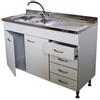 Arredobagno e Cucine Mobile sottolavello componibile per cucina cm.120, cassettiera e lavello inox