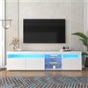 KecDuey - Mobile moderno per la TV, 180 cm, pannello luminoso, illuminazione a LED variabile, per il soggiorno e la sala da pranzo (bianco, 180 cm)