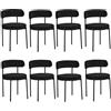 JZGORC Set di 8 Sedie da Pranzo, Sedia Imbottita in Velluto Teddy, Adatta per Sala da Pranzo, Soggiorno, Camera da Letto, Sala Conferenze - Nero