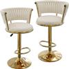 Rcynview Set di 2 Sgabelli da Bar in Velluto Sgabelli Cucina Moderni Design Sgabello Alto con intrecciato Schienale Sedie Bar Regolabile in Altezza e Girevole, Struttura in Acciaio Cromato, Sgabello Bar d'oro
