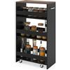 GIANTEX Carrello per Nicchia con Ruote, 4 Livelli，Carrello di Servizio Stretto Salvaspazio, da Bagno, Scaffale da Cucina Sottile 47,5 x 13 x 80,5 cm (Marrone+Nero, Largo 25cm)