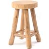 DESIGN DELIGHTS Sgabello Rotondo in Legno Pinto, Teak, Rustico, per Piante e Fiori, con Seduta, 50x30x30 cm