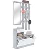 Arreditaly Mobile Belem Mobiletto da Ingresso con Scarpiera Appendiabiti e Specchio Arredo Arredamento Corridoio Entratina 97 x 35 x 25 cm (Bianco e Grigio Cemento)