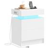 IRONCK Comodino con luce LED e Stazione di ricarica, Tavolino con connettori USB+tipo C, Comodino con 2 cassetti, 35x48x60 cm, bianco