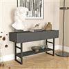 [en.casa] Tavolo Consolle Mobile Contenitore con Ripiano e Scomparti Chiusi con Ante a Ribalta Gambe in Metallo Mobile da Soggiorno Corridoio 76 x 139 x 43 cm Antracite/Nero