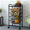 [en.casa] Carrello da Cucina (AxLxP) 87 x 41 x 31,5 cm Carrello con 4 Cesti a Rete e Piano Rimovibile Scaffale per Conservare Frutta e Verdura - Nero