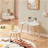[en.casa] Set di 2 Mobili per Bambini Scrivania e Sedia con Schienale a Forma di Stella per Cameretta Area Gioco Tavolino a Mezzaluna a Misura di Bimbi - Bianco/Naturale