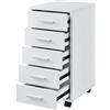 [en.casa] Cassettiera con Ruote per Archiviazione Mobile da Ufficio con 5 Cassetti Schedario per Studio Comodino con Rotelle Tavolino Laterale 63 x 33 x 38 cm - Bianco