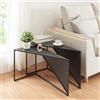 [en.casa] Set di 2 Tavolini Sovrapponibili Bassi Angolari Con Piano Triangolare - Moderni Decorativi in Altezze Diverse - Metallo, Nero