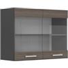 Vicco Mobile da cucina in vetro R-Line, Grigio nobile, 80 cm, per la libera combinazione all'interno di sistemi cucina modulari