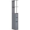 HOMCOM Colonna Bagno, Mobile Bagno Salvaspazio in Legno, Mobiletto con Armadietto, Ripiani e Cassetti, 15x33x136.8 cm, Grigio