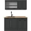 Vicco Cucina completa R-Line, Antracite rustico, 140 cm senza piano di lavoro, adatto per l'espansione flessibile con moduli aggiuntivi