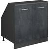 Vicco Mobile cucina sottotetto R-Line, Calce nera, 80 cm con 2 porte, carcassa 60 cm profondità, per la libera combinazione all'interno di sistemi cucina modulari