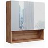 Vicco Specchio contenitore bagno Irma Bianco lucido/Rovere 54x55 cm