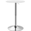 HOMCOM Tavolo da bar da bistrò, in stile contemporaneo, altezza regolabile 67-93 cm, diametro 63 cm, piano girevole 360°, metallo cromato, bianco
