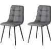 GrandCA HOME Set di 2 Sedie da Pranzo Moderne Sedie da Cucina con Gambe in Metallo, Sedie da Pranzo Imbottite Tessuto Impermeabile Leathaire Technology, Grigio Scuro-KJ