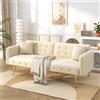 Rosebibi Divano a due posti multifunzione con funzione letto, schienale regolabile+braccioli a più cifre, moderno divano pieghevole per soggiorno, rivestimento in velluto, ampia zona notte (beige)