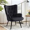 Ckaff Poltrona Salotto, Poltrona Imbottita Poltrone Scandinava Relax con Braccioli, Poltrone Camera da Letto in Velluto con Schienale Alto per Camera da Letto Soggiorno, Nero