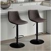 STOOLINK Set di 2 Sgabelli da Bar Pelle in Microfibra, Sgabello Cucina Girevole con Schienale, Sgabello Alto Regolabile con Poggiapiedi, Sgabello Bar Moderni per Isola ed Cucina-Marrone Scuro