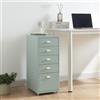 [en.casa] Cassettiera in Acciaio con Rotelle Mobile Archivio Schedario 69 x 28 x 41 cm Mobile da Ufficio con 5 Cassetti - Menta Verde