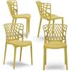 REDÒKASA Set 4 sedie in polipropilene ARKO, MADE IN ITALY, impilabile, idrorepellente, resistente ai raggi UV, design moderno, ideale per sala da pranzo, cucina, bar, ristoranti o giardino (Senape, 4)