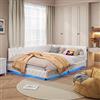BRILVERDE Letto imbottito per divano letto da 140 x 200 cm, con LED e connessione USB, struttura del letto con somier, letto per ragazzi, tessuto in velluto, beige