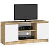 AKORD | Mobile per TV in Legno K 120 | Mobiletto Porta Televisione Soggiorno | un ripiano aperto | 2 Ripiani con Ante a Sinistra e a Destra | 55 x 120 x 40 cm | Peso 30kg | Rovere Artigianale | Bianco