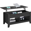 Yaheetech Tavolino da caffè Sollevabile Tavolo Elevabile da Soggiorno Tavolino Basso da Salotto 104,5 x 49,5 x 49-62 cm Tavolino da Divano Portaoggetti Nero