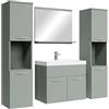 Badplaats B.V. Set completo di mobili da bagno Badplaats Montreal XL 60 x 35 cm Verde Opaco - Mobili da bagno con lavandino, specchio e 2 armadietti da bagno