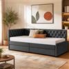 JiaOyu Divano letto multifunzionale 90 x 200 cm, divano allungabile a 2 posti con funzione di sonno e rete a doghe, letto giornaliero, divano letto ideale per soggiorno e camera degli ospiti, senza materasso