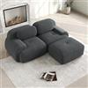 Bladez Divano moderno in corda modulare a forma di L divano ad angolo divano letto con poggiapiedi ottoman, senza montaggio, divani imbottiti cloud per soggiorno (grigio, 2 posti+1)
