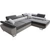 Robin Inspire Saturn Premium Divano angolare con funzione letto cassetto per biancheria e cuscini Poggiatesta regolabili stile moderno grigio scuro e chiaro angolo a destra 272 x 200 x 90