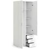 Arreditaly Armadio Con 2 Ante e 3 Cassetti Armadietto Multiuso Design Moderno Salvaspazio Vano Con Barra Appendiabiti E Ripiani Camera Da Letto Ingresso Lavanderia 77.6 x 49.5 x 200.4 Cm Bianco (L)