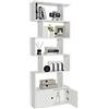 COSTWAY Libreria Scaffale in Legno, Libreria Verticale a 5 Livelli, Forma di S, Divisorio per Stanza con 2 Ante, per Soggiorno, Camera da Letto, 70 x 23 x 183 cm (Bianco)