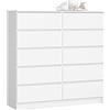 AKORD | Cassettiera K-120 con 10 (2 x 5) Cassetti | Moderna Mobiletto per Soggiorno Sala da Pranzo Camera da Letto Corridoio Bagno | Armadio Cameretta | 120x121x40 cm | Peso 70kg | Bianco