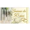 Generico 100 bigliettini per bomboniera Celebrazione Matrimonio Anniversario 25° o 50° Anni Insieme Biglietti bomboniere bigliettino | Vari Modelli e Colori (Insieme da 50 Anni con calici)