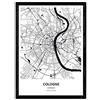 Nacnic Poster Mappa di Colonia - Germania. Fogli Città in Germania con Mari e fiumi, in Colore Nero. Formato A3