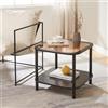 [en.casa] Tavolino da Caffè con Piano Quadrato in Vetro Fumé Bronzo Tavolo Basso Laterale da Divano Poltrona con Ripiano 51 x 51 x 45 cm per Soggiorno Salotto Camera da Letto - Nero