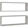 JHQHSM Mensole Parete Cubo 2pz Cubo rettangolare da parete Scaffale espositivo Pareti Decorative Grigio Cemento 80x15x26,5cm Multistrato
