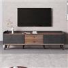 Moimhear Casa & Soggiorno, Mobili, Mobile TV con due cassetti, TV Board TV, TV Lowboard basso con due ante scorrevoli. Texture squisita. H58/L160/T40 cm. (nero e naturale), WF303118119