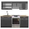 Vicco Cucina componibile R-Line, Antracite lucido/antracite, 200 cm senza piano di lavoro, adatto per l'espansione individuale con moduli aggiuntivi