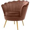 Brigros WeHome - poltrona conchiglia velluto con gambe in ferro dorate alte 23cm e poltrona con imbottitura in schiuma dal design vintage e confortevole (Brown, Velluto)