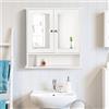 GIANTEX Armadio pensile con specchio, a due porte, con ripiano regolabile, 3 ripiani, 56,5 x 13,5 x 58,5 cm, bianco