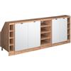 Vicco Mobile cucina sottotetto R-Line, Ondulazione bianca, 210 cm Set di 5 carcasse armadio profondità 60 cm, adatto per pareti inclinate e montaggio cucina variabile