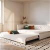 Julyue Divano letto imbottito 90 x 200 cm, allungabile, 2 posti, divano pieghevole a forma di L, 90 x 200 cm, con rete a doghe, divano letto con funzione sonno, velluto (beige 2)