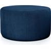Deshome Eos - Pouf poggiapiedi rotondo Ø 80 cm stoffa Idrorepellente: Pouf divano soggiorno camera da letto, Pouffe salotto Blu
